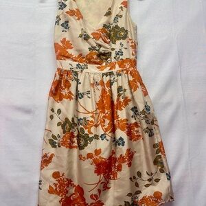 Floral Silk Dress by  Burlapp  in Orange and Cream size small‎